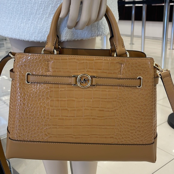 MICHAEL KORS
Reed Large Leather Belted Satchel Crossbody CZ Purse 
Crocodile - Picture 16 of 16